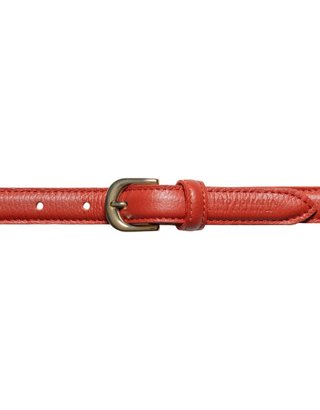 RB4021AM | Cintura Donna Made in Italy in Vera Pelle grana Dollaro. Fibbia in finitura Oro Lucido. Colore Paprika. Dimensioni: cm 115 x 2,0 x 0,5 (giro vita cm 100)-1