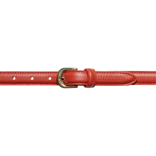 Load image into Gallery viewer, RB4021AM | Cintura Donna Made in Italy in Vera Pelle grana Dollaro. Fibbia in finitura Oro Lucido. Colore Paprika. Dimensioni: cm 115 x 2,0 x 0,5 (giro vita cm 100)-1

