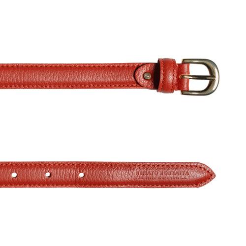 Load image into Gallery viewer, RB4021AM | Cintura Donna Made in Italy in Vera Pelle grana Dollaro. Fibbia in finitura Oro Lucido. Colore Paprika. Dimensioni: cm 115 x 2,0 x 0,5 (giro vita cm 100)-2
