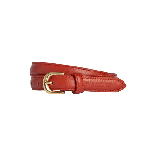 Load image into Gallery viewer, RB4021AM | Cintura Donna Made in Italy in Vera Pelle grana Dollaro. Fibbia in finitura Oro Lucido. Colore Paprika. Dimensioni: cm 115 x 2,0 x 0,5 (giro vita cm 100)-0
