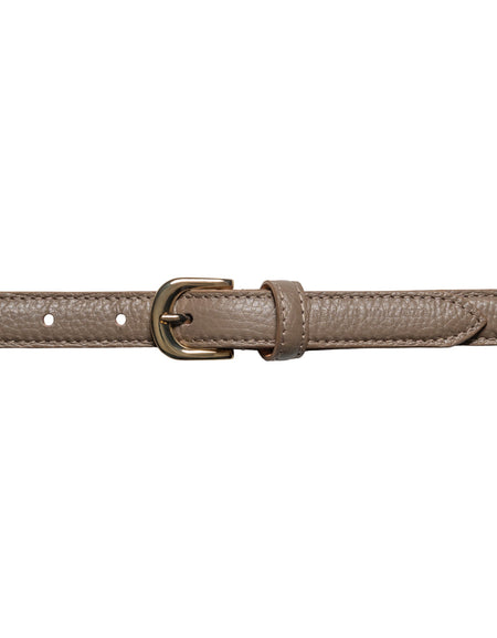 RB4021AQ | Cintura Donna Made in Italy in Vera Pelle grana Dollaro. Fibbia in finitura Oro Lucido. Colore Taupe. Dimensioni: cm 115 x 2,0 x 0,5 (giro vita cm 100)-1