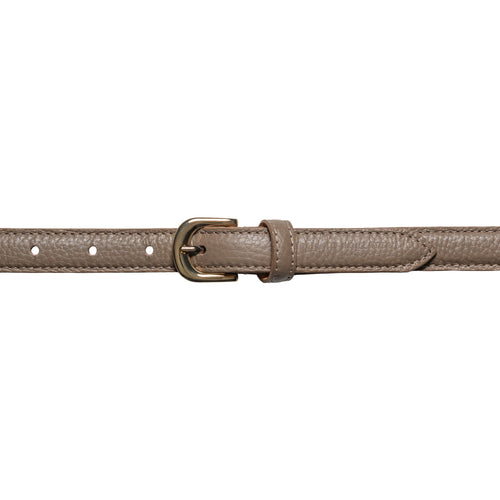 Load image into Gallery viewer, RB4021AQ | Cintura Donna Made in Italy in Vera Pelle grana Dollaro. Fibbia in finitura Oro Lucido. Colore Taupe. Dimensioni: cm 115 x 2,0 x 0,5 (giro vita cm 100)-1
