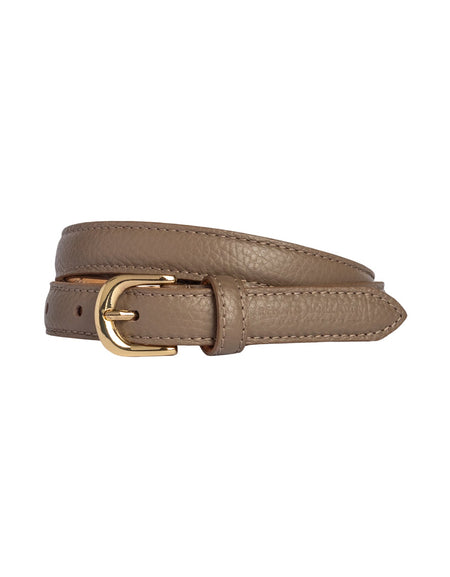 RB4021AQ | Cintura Donna Made in Italy in Vera Pelle grana Dollaro. Fibbia in finitura Oro Lucido. Colore Taupe. Dimensioni: cm 115 x 2,0 x 0,5 (giro vita cm 100)-0