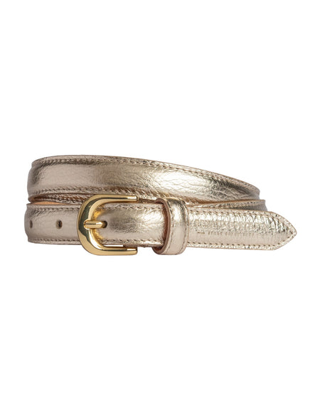 RB4021AS | Cintura Donna Made in Italy in Vera Pelle grana Dollaro. Fibbia in finitura Oro Lucido. Colore Oro. Dimensioni: cm 115 x 2,0 x 0,5 (giro vita cm 100)-0