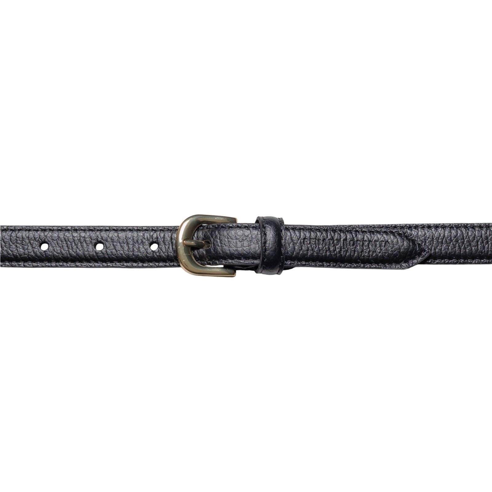 RB4021A | Cintura Donna Made in Italy in Vera Pelle grana Dollaro. Fibbia in finitura Oro Lucido. Colore Nero. Dimensioni: cm 115 x 2,0 x 0,5 (giro vita cm 100)-1