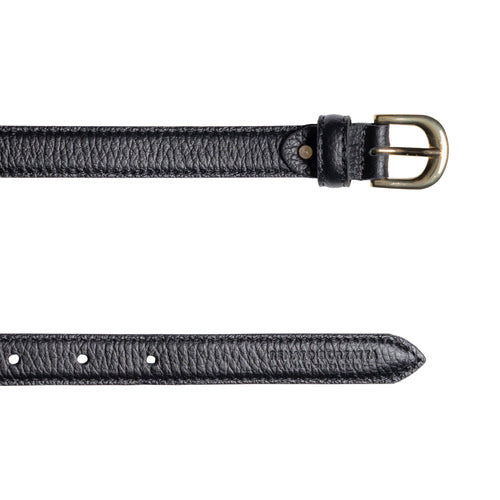 Load image into Gallery viewer, RB4021A | Cintura Donna Made in Italy in Vera Pelle grana Dollaro. Fibbia in finitura Oro Lucido. Colore Nero. Dimensioni: cm 115 x 2,0 x 0,5 (giro vita cm 100)-2
