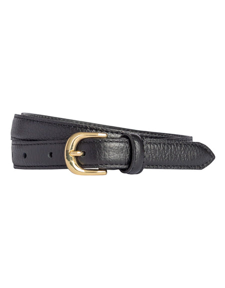 RB4021A | Cintura Donna Made in Italy in Vera Pelle grana Dollaro. Fibbia in finitura Oro Lucido. Colore Nero. Dimensioni: cm 115 x 2,0 x 0,5 (giro vita cm 100)-0