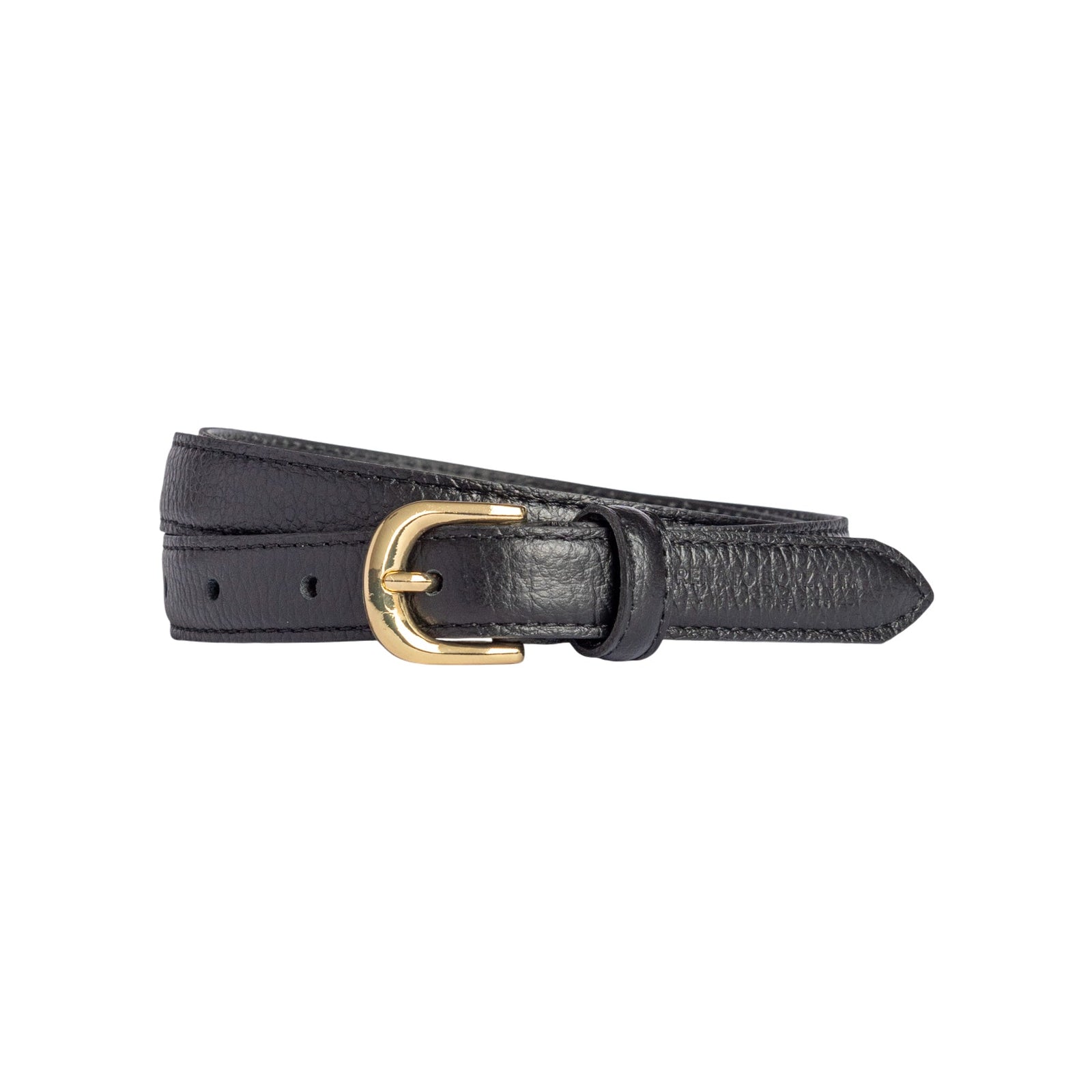 RB4021A | Cintura Donna Made in Italy in Vera Pelle grana Dollaro. Fibbia in finitura Oro Lucido. Colore Nero. Dimensioni: cm 115 x 2,0 x 0,5 (giro vita cm 100)-0
