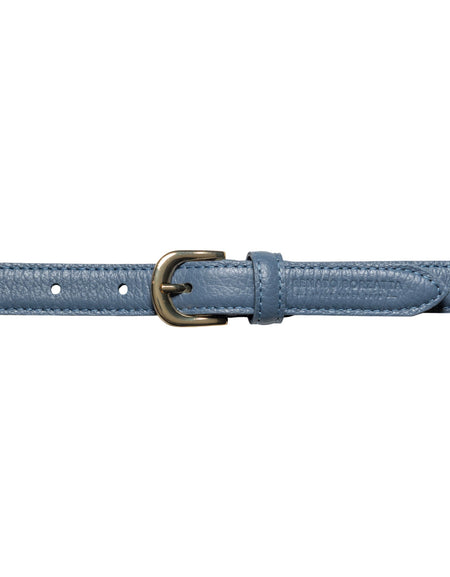 RB4021P | Cintura Donna Made in Italy in Vera Pelle grana Dollaro. Fibbia in finitura Oro Lucido. Colore Avio. Dimensioni: cm 115 x 2,0 x 0,5 (giro vita cm 100)-1