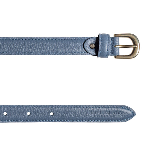 Load image into Gallery viewer, RB4021P | Cintura Donna Made in Italy in Vera Pelle grana Dollaro. Fibbia in finitura Oro Lucido. Colore Avio. Dimensioni: cm 115 x 2,0 x 0,5 (giro vita cm 100)-2
