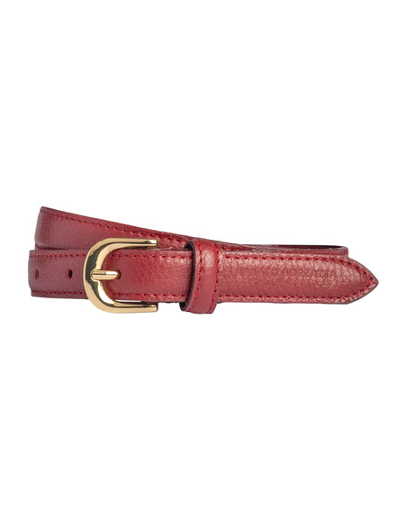RB4021Q | Cintura Donna Made in Italy in Vera Pelle grana Dollaro. Fibbia in finitura Oro Lucido. Colore Rubino. Dimensioni: cm 115 x 2,0 x 0,5 (giro vita cm 100)-0