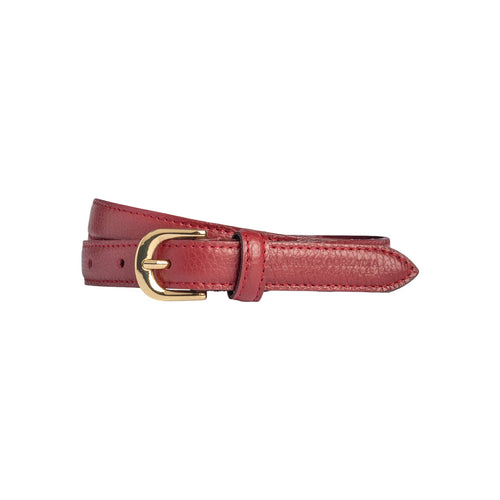 Load image into Gallery viewer, RB4021Q | Cintura Donna Made in Italy in Vera Pelle grana Dollaro. Fibbia in finitura Oro Lucido. Colore Rubino. Dimensioni: cm 115 x 2,0 x 0,5 (giro vita cm 100)-0
