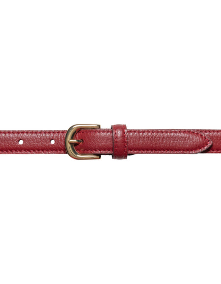 RB4021Q | Cintura Donna Made in Italy in Vera Pelle grana Dollaro. Fibbia in finitura Oro Lucido. Colore Rubino. Dimensioni: cm 115 x 2,0 x 0,5 (giro vita cm 100)-1