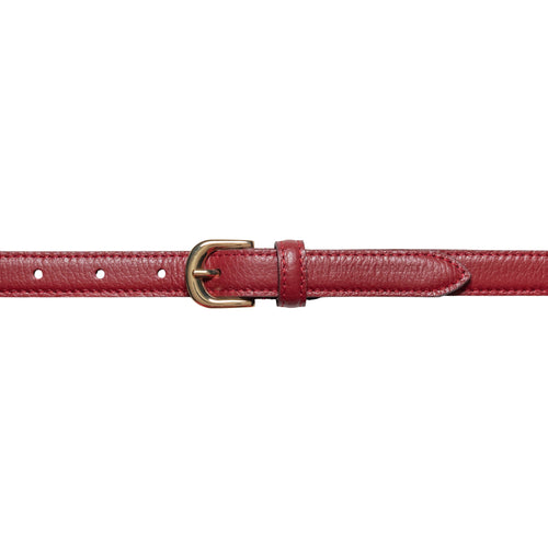 Load image into Gallery viewer, RB4021Q | Cintura Donna Made in Italy in Vera Pelle grana Dollaro. Fibbia in finitura Oro Lucido. Colore Rubino. Dimensioni: cm 115 x 2,0 x 0,5 (giro vita cm 100)-1

