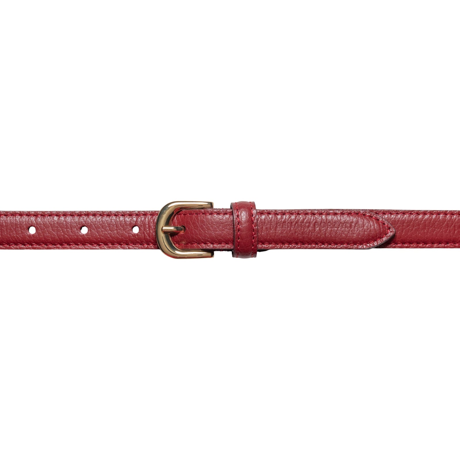 RB4021Q | Cintura Donna Made in Italy in Vera Pelle grana Dollaro. Fibbia in finitura Oro Lucido. Colore Rubino. Dimensioni: cm 115 x 2,0 x 0,5 (giro vita cm 100)-1