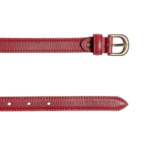 Load image into Gallery viewer, RB4021Q | Cintura Donna Made in Italy in Vera Pelle grana Dollaro. Fibbia in finitura Oro Lucido. Colore Rubino. Dimensioni: cm 115 x 2,0 x 0,5 (giro vita cm 100)-2

