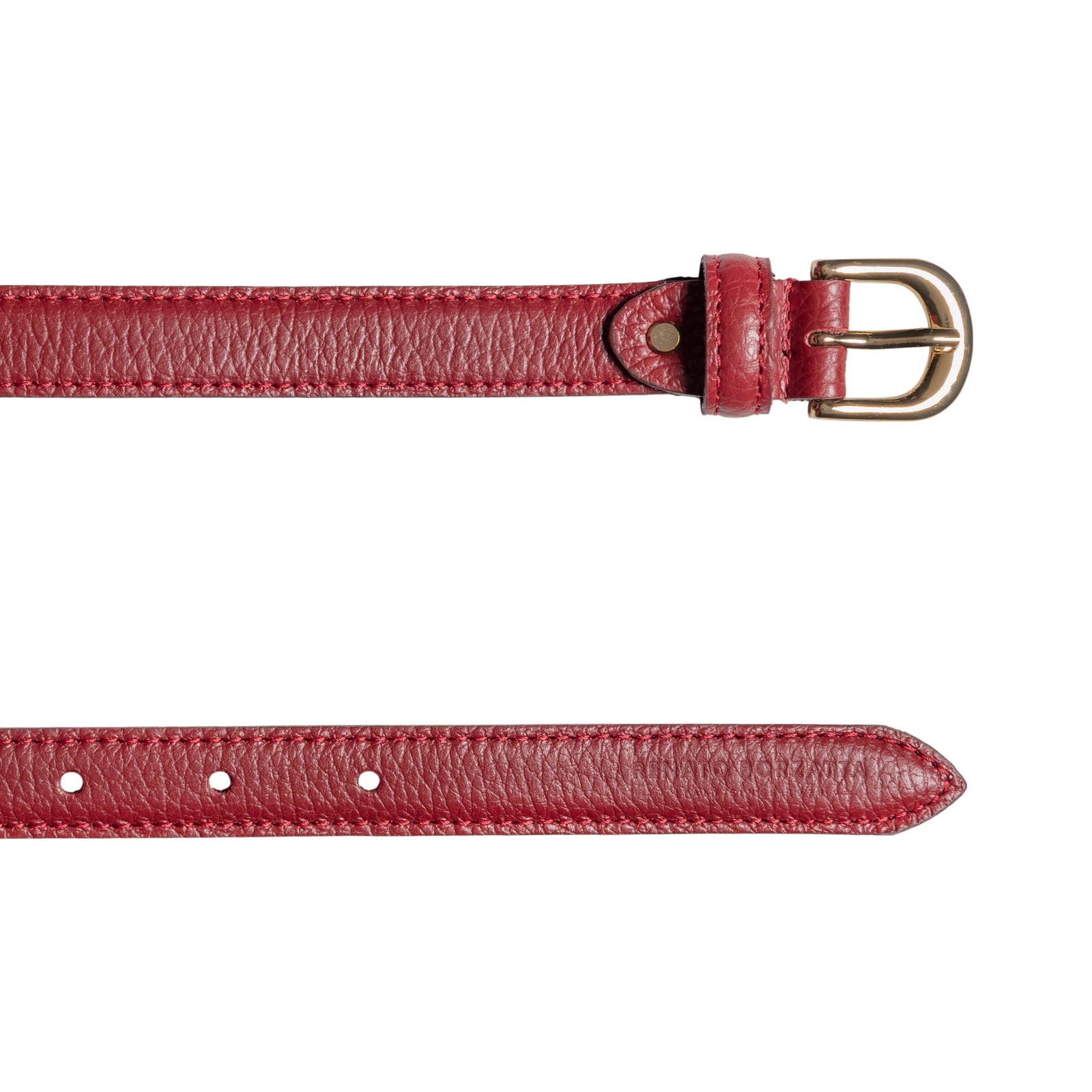 RB4021Q | Cintura Donna Made in Italy in Vera Pelle grana Dollaro. Fibbia in finitura Oro Lucido. Colore Rubino. Dimensioni: cm 115 x 2,0 x 0,5 (giro vita cm 100)-2