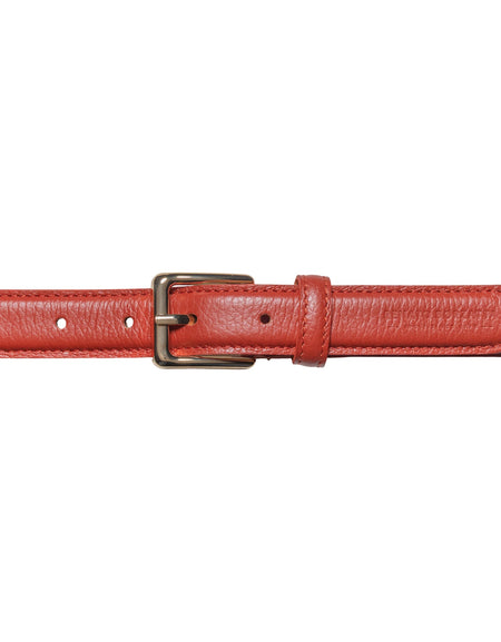RB4022AM | Cintura Donna Made in Italy in Vera Pelle grana Dollaro. Fibbia in finitura Oro Lucido. Colore Paprika. Dimensioni: cm 115 x 2,5 x 0,5 (giro vita cm 100)-1