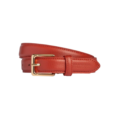 Load image into Gallery viewer, RB4022AM | Cintura Donna Made in Italy in Vera Pelle grana Dollaro. Fibbia in finitura Oro Lucido. Colore Paprika. Dimensioni: cm 115 x 2,5 x 0,5 (giro vita cm 100)-0
