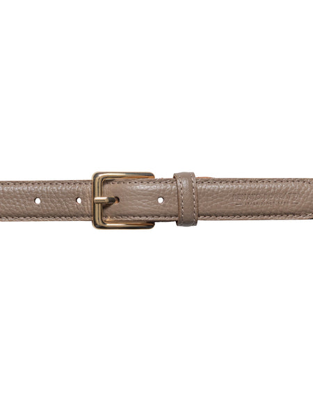 RB4022AQ | Cintura Donna Made in Italy in Vera Pelle grana Dollaro. Fibbia in finitura Oro Lucido. Colore Taupe. Dimensioni: cm 115 x 2,5 x 0,5 (giro vita cm 100)-1
