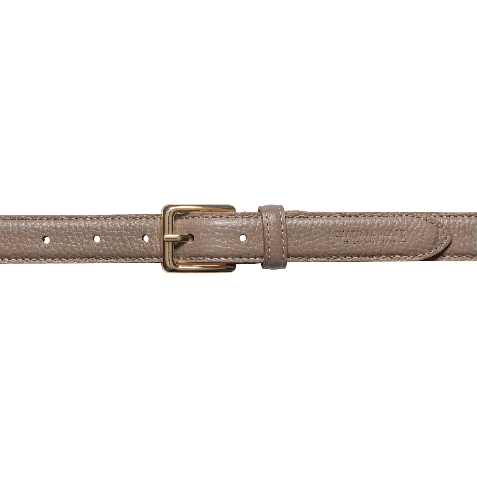 RB4022AQ | Cintura Donna Made in Italy in Vera Pelle grana Dollaro. Fibbia in finitura Oro Lucido. Colore Taupe. Dimensioni: cm 115 x 2,5 x 0,5 (giro vita cm 100)-1