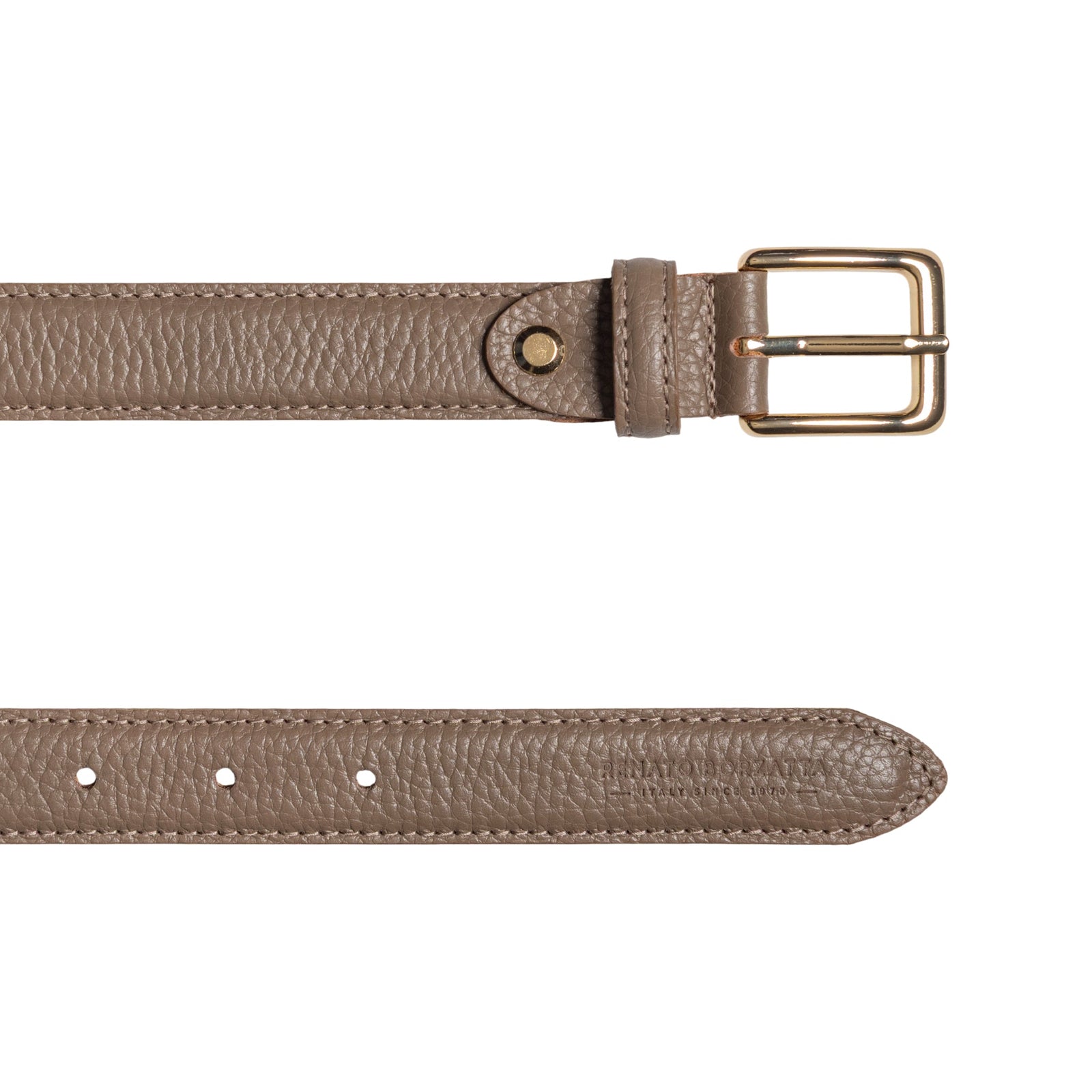 RB4022AQ | Cintura Donna Made in Italy in Vera Pelle grana Dollaro. Fibbia in finitura Oro Lucido. Colore Taupe. Dimensioni: cm 115 x 2,5 x 0,5 (giro vita cm 100)-2