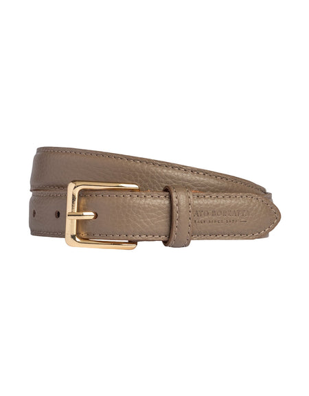 RB4022AQ | Cintura Donna Made in Italy in Vera Pelle grana Dollaro. Fibbia in finitura Oro Lucido. Colore Taupe. Dimensioni: cm 115 x 2,5 x 0,5 (giro vita cm 100)-0
