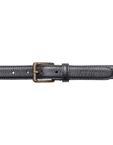 RB4022A | Cintura Donna Made in Italy in Vera Pelle grana Dollaro. Fibbia in finitura Oro Lucido. Colore Nero. Dimensioni: cm 115 x 2,5 x 0,5 (giro vita cm 100)-1