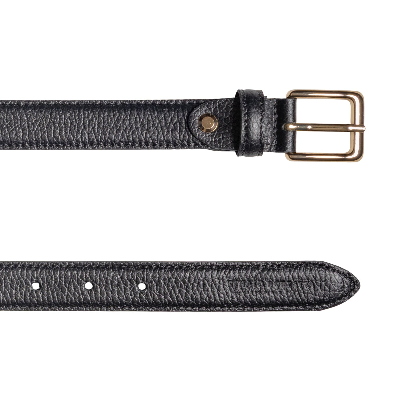 RB4022A | Cintura Donna Made in Italy in Vera Pelle grana Dollaro. Fibbia in finitura Oro Lucido. Colore Nero. Dimensioni: cm 115 x 2,5 x 0,5 (giro vita cm 100)-2