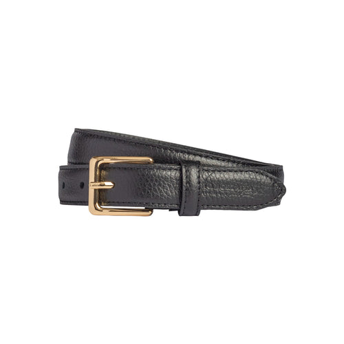 Load image into Gallery viewer, RB4022A | Cintura Donna Made in Italy in Vera Pelle grana Dollaro. Fibbia in finitura Oro Lucido. Colore Nero. Dimensioni: cm 115 x 2,5 x 0,5 (giro vita cm 100)-0
