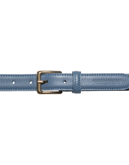 RB4022P | Cintura Donna Made in Italy in Vera Pelle grana Dollaro. Fibbia in finitura Oro Lucido. Colore Avio. Dimensioni: cm 115 x 2,5 x 0,5 (giro vita cm 100)-1