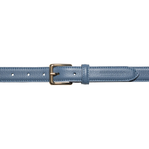 Load image into Gallery viewer, RB4022P | Cintura Donna Made in Italy in Vera Pelle grana Dollaro. Fibbia in finitura Oro Lucido. Colore Avio. Dimensioni: cm 115 x 2,5 x 0,5 (giro vita cm 100)-1
