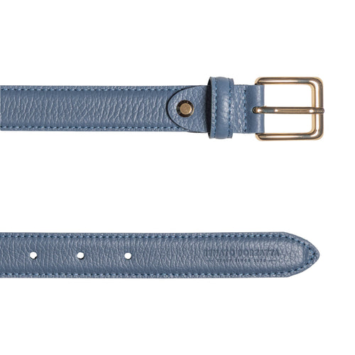 Load image into Gallery viewer, RB4022P | Cintura Donna Made in Italy in Vera Pelle grana Dollaro. Fibbia in finitura Oro Lucido. Colore Avio. Dimensioni: cm 115 x 2,5 x 0,5 (giro vita cm 100)-2
