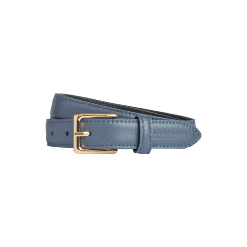 Load image into Gallery viewer, RB4022P | Cintura Donna Made in Italy in Vera Pelle grana Dollaro. Fibbia in finitura Oro Lucido. Colore Avio. Dimensioni: cm 115 x 2,5 x 0,5 (giro vita cm 100)-0
