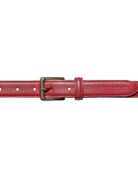 RB4022Q | Cintura Donna Made in Italy in Vera Pelle grana Dollaro. Fibbia in finitura Oro Lucido. Colore Rubino. Dimensioni: cm 115 x 2,5 x 0,5 (giro vita cm 100)-1