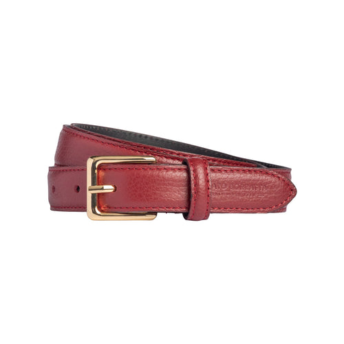 Load image into Gallery viewer, RB4022Q | Cintura Donna Made in Italy in Vera Pelle grana Dollaro. Fibbia in finitura Oro Lucido. Colore Rubino. Dimensioni: cm 115 x 2,5 x 0,5 (giro vita cm 100)-0
