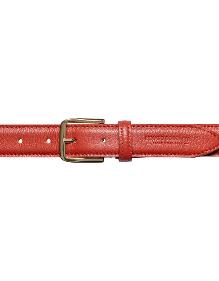 RB4023AM | Cintura Donna Made in Italy in Vera Pelle grana Dollaro. Fibbia in finitura Oro Lucido. Colore Paprika. Dimensioni: cm 115 x 3,0 x 0,5 (giro vita cm 100)-1