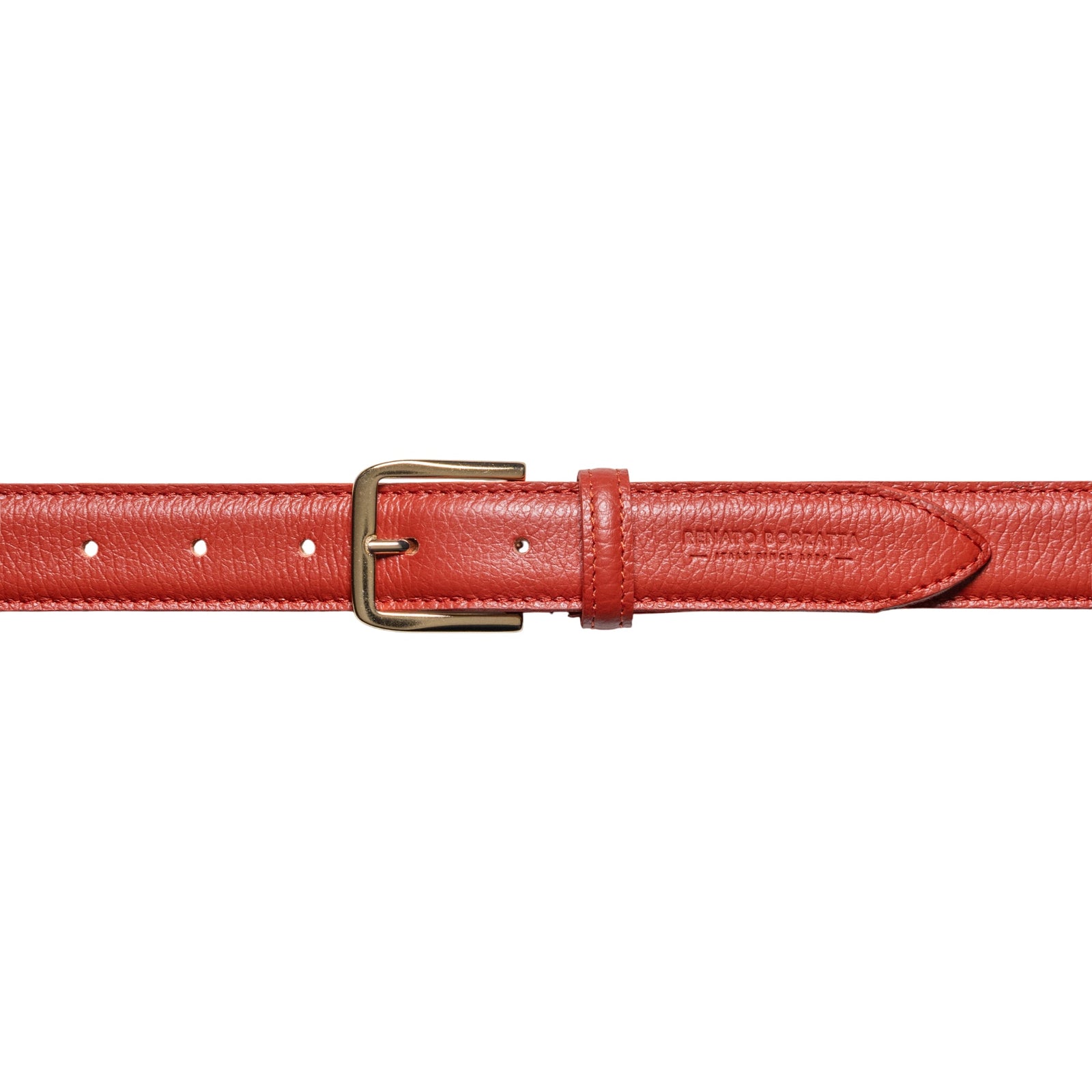 RB4023AM | Cintura Donna Made in Italy in Vera Pelle grana Dollaro. Fibbia in finitura Oro Lucido. Colore Paprika. Dimensioni: cm 115 x 3,0 x 0,5 (giro vita cm 100)-1