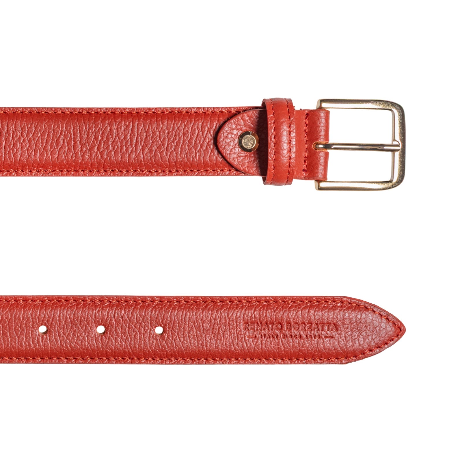 RB4023AM | Cintura Donna Made in Italy in Vera Pelle grana Dollaro. Fibbia in finitura Oro Lucido. Colore Paprika. Dimensioni: cm 115 x 3,0 x 0,5 (giro vita cm 100)-2