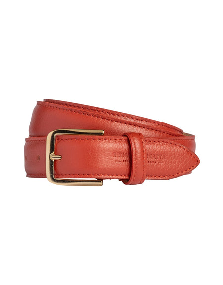 RB4023AM | Cintura Donna Made in Italy in Vera Pelle grana Dollaro. Fibbia in finitura Oro Lucido. Colore Paprika. Dimensioni: cm 115 x 3,0 x 0,5 (giro vita cm 100)-0