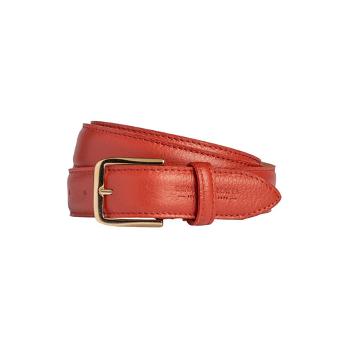 Load image into Gallery viewer, RB4023AM | Cintura Donna Made in Italy in Vera Pelle grana Dollaro. Fibbia in finitura Oro Lucido. Colore Paprika. Dimensioni: cm 115 x 3,0 x 0,5 (giro vita cm 100)-0
