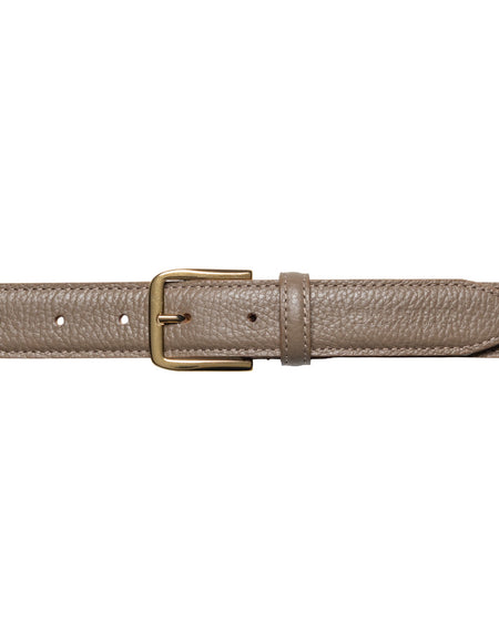 RB4023AQ | Cintura Donna Made in Italy in Vera Pelle grana Dollaro. Fibbia in finitura Oro Lucido. Colore Taupe. Dimensioni: cm 115 x 3,0 x 0,5 (giro vita cm 100)-1