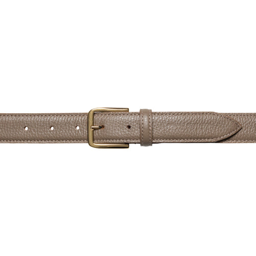 Load image into Gallery viewer, RB4023AQ | Cintura Donna Made in Italy in Vera Pelle grana Dollaro. Fibbia in finitura Oro Lucido. Colore Taupe. Dimensioni: cm 115 x 3,0 x 0,5 (giro vita cm 100)-1
