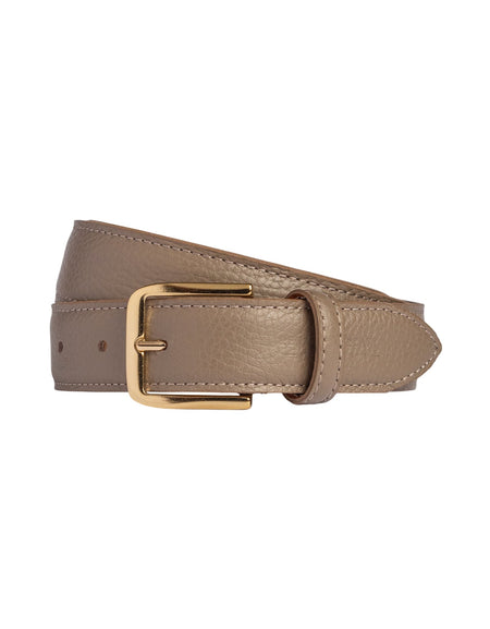 RB4023AQ | Cintura Donna Made in Italy in Vera Pelle grana Dollaro. Fibbia in finitura Oro Lucido. Colore Taupe. Dimensioni: cm 115 x 3,0 x 0,5 (giro vita cm 100)-0