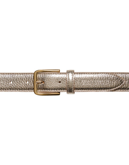 RB4023AS | Cintura Donna Made in Italy in Vera Pelle grana Dollaro. Fibbia in finitura Oro Lucido. Colore Oro. Dimensioni: cm 115 x 3,0 x 0,5 (giro vita cm 100)-1