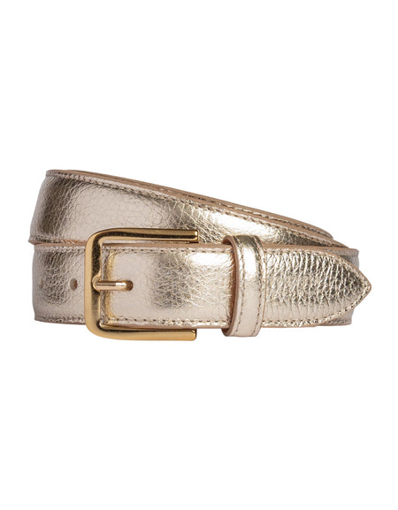 RB4023AS | Cintura Donna Made in Italy in Vera Pelle grana Dollaro. Fibbia in finitura Oro Lucido. Colore Oro. Dimensioni: cm 115 x 3,0 x 0,5 (giro vita cm 100)-0