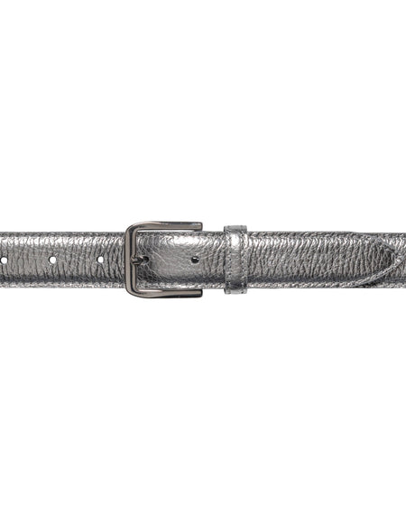 RB4023AY | Cintura Donna Made in Italy in Vera Pelle grana Dollaro. Fibbia in finitura Argento Lucido. Colore Canna di Fucile. Dimensioni: cm 115 x 3,0 x 0,5 (giro vita cm 100)-1
