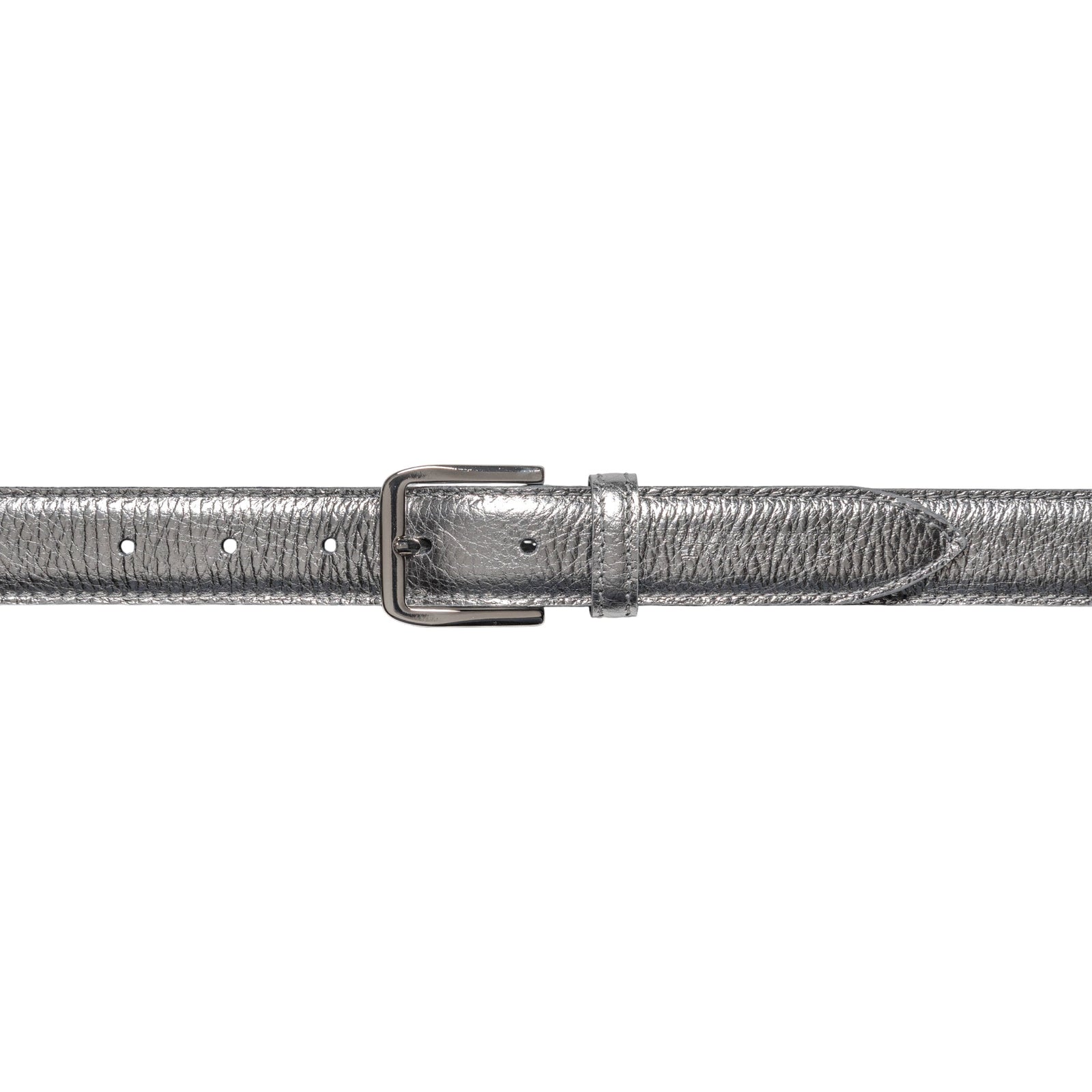 RB4023AY | Cintura Donna Made in Italy in Vera Pelle grana Dollaro. Fibbia in finitura Argento Lucido. Colore Canna di Fucile. Dimensioni: cm 115 x 3,0 x 0,5 (giro vita cm 100)-1