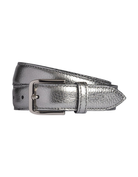 RB4023AY | Cintura Donna Made in Italy in Vera Pelle grana Dollaro. Fibbia in finitura Argento Lucido. Colore Canna di Fucile. Dimensioni: cm 115 x 3,0 x 0,5 (giro vita cm 100)-0