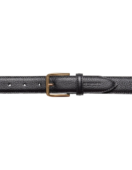 RB4023A | Cintura Donna Made in Italy in Vera Pelle grana Dollaro. Fibbia in finitura Oro Lucido. Colore Nero. Dimensioni: cm 115 x 3,0 x 0,5 (giro vita cm 100)-1